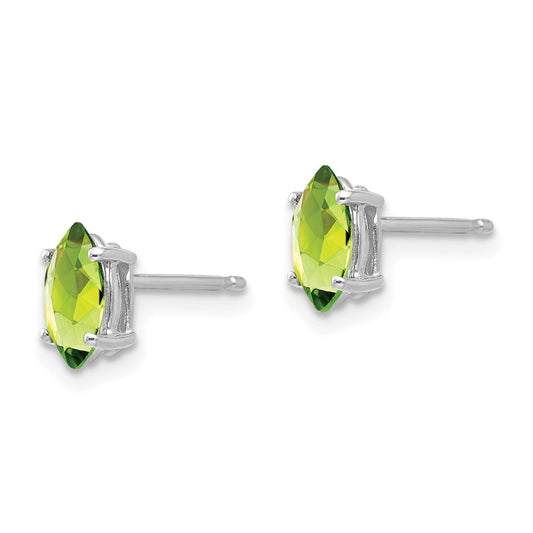 Buy Exclusive 14K White Gold Peridot Stud Earrings - 7x3.5mm, Stylish Value!