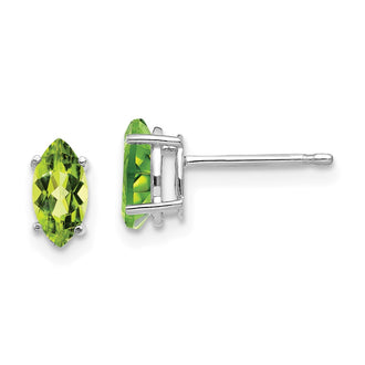 Buy Exclusive 14K White Gold Peridot Stud Earrings - 7x3.5mm, Stylish Value!