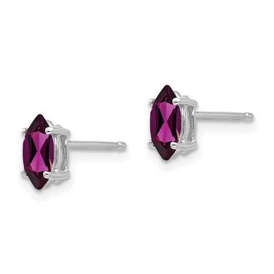 Shop Exclusive 14K White Gold Marquise Stud Earrings with 7x3.5mm Garnet