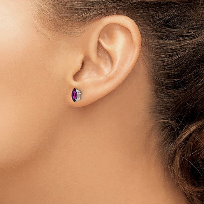 Shop Exclusive 14K White Gold Marquise Stud Earrings with 7x3.5mm Garnet-3