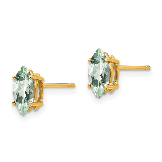Shop Designer 14K Gold 8x4mm Marquise Green Quartz Earrings | Stylish Value