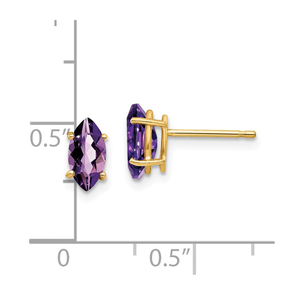 Buy Exclusive 14K Gold 8x4mm Marquise Cut Amethyst Earrings - Stylish Value!