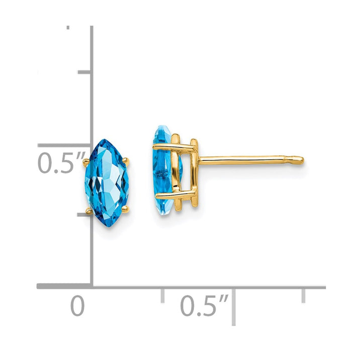Shop Exclusive 14K Gold Marquise Blue Topaz Stud Earrings - Luxury Style-4