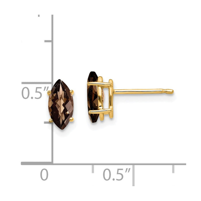 Shop Stylish 14K Gold 8x4mm Marquise Smoky Quartz Earrings - Luxury Value-4