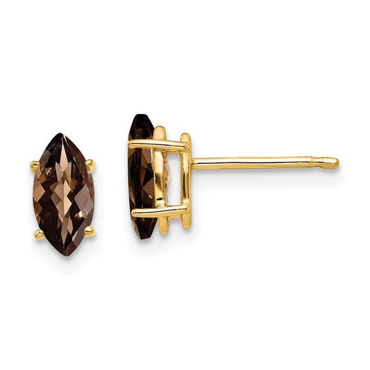 Shop Stylish 14K Gold 8x4mm Marquise Smoky Quartz Earrings - Luxury Value