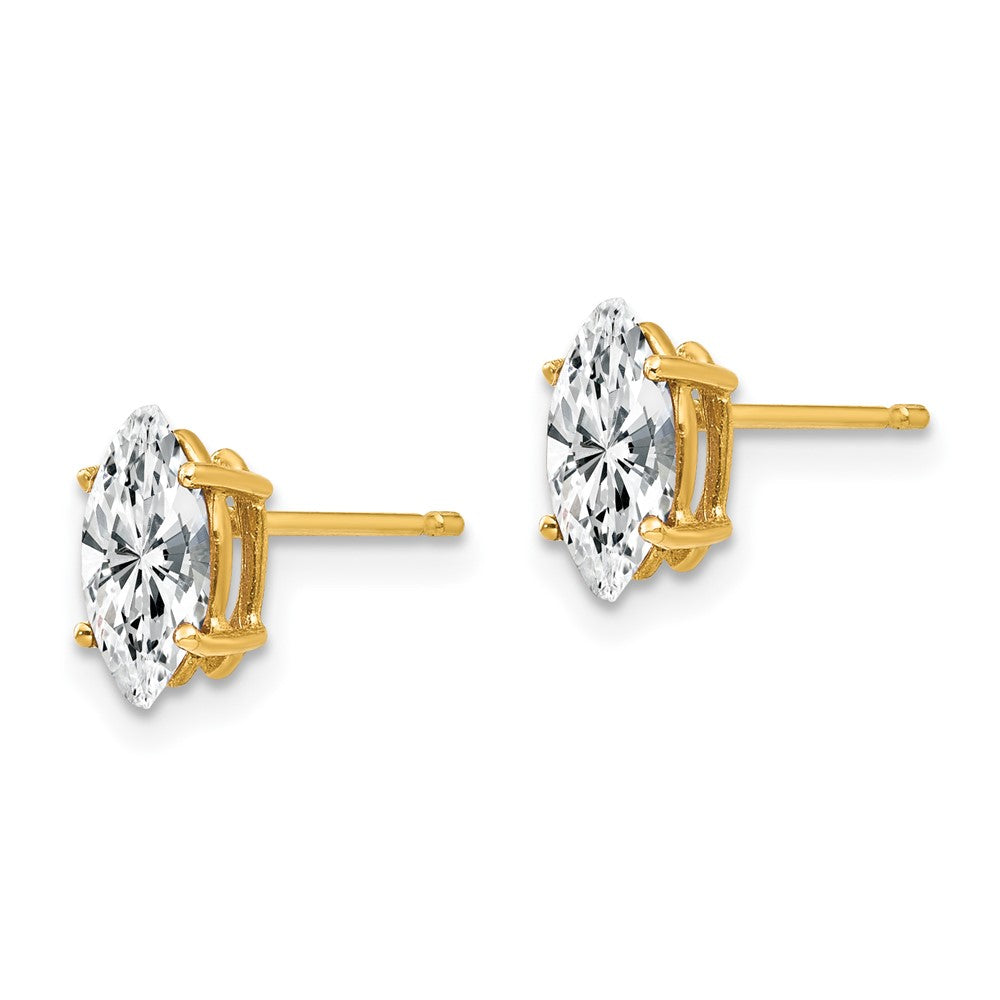 Designer 14K Gold Marquise Cut Earrings 8x4mm | Stylish & Affordable Sparkle
