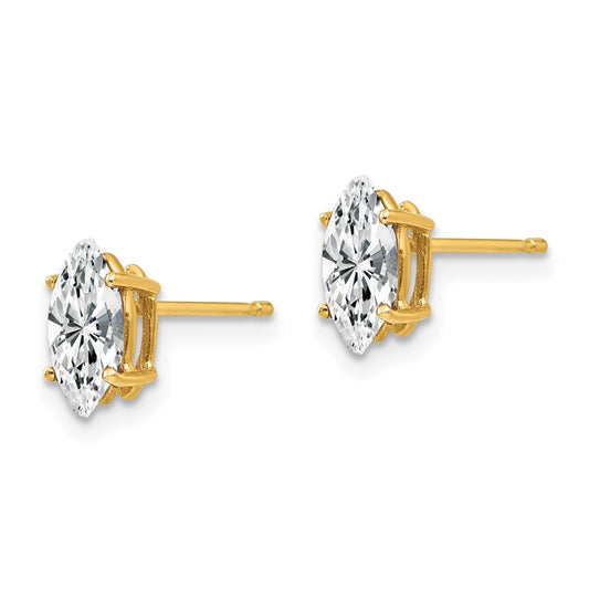 Designer 14K Gold Marquise Cut Earrings 8x4mm | Stylish & Affordable Sparkle