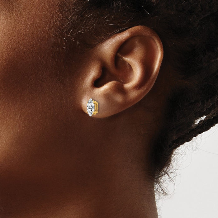 Designer 14K Gold Marquise Cut Earrings 8x4mm | Stylish & Affordable Sparkle-3