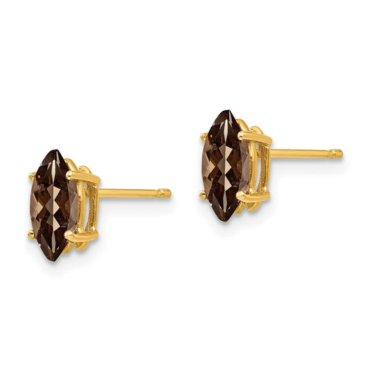 Buy 14K Gold 8x4mm Marquise Smoky Quartz Earrings - Stylish Luxury at Great Value