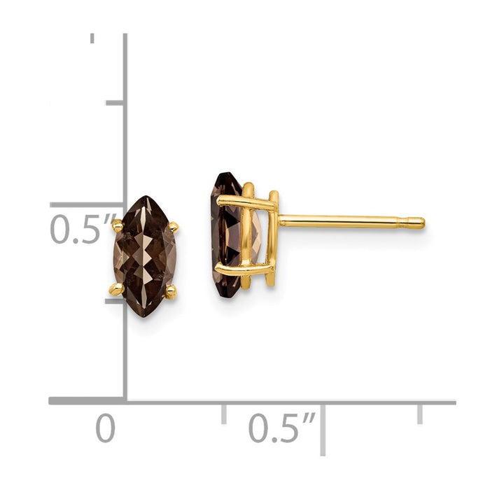 Buy 14K Gold 8x4mm Marquise Smoky Quartz Earrings - Stylish Luxury at Great Value-4