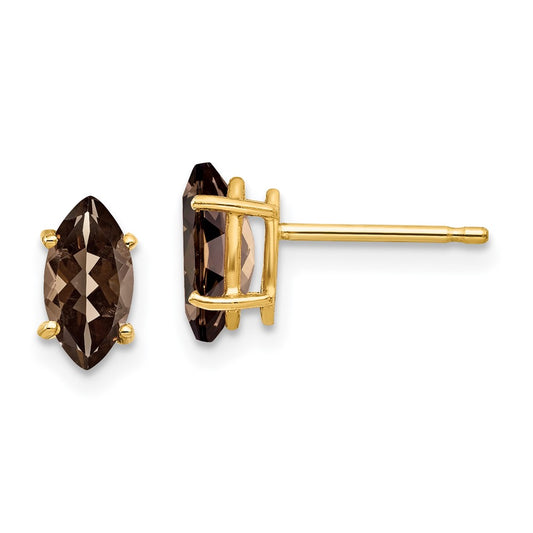 Buy 14K Gold 8x4mm Marquise Smoky Quartz Earrings - Stylish Luxury at Great Value
