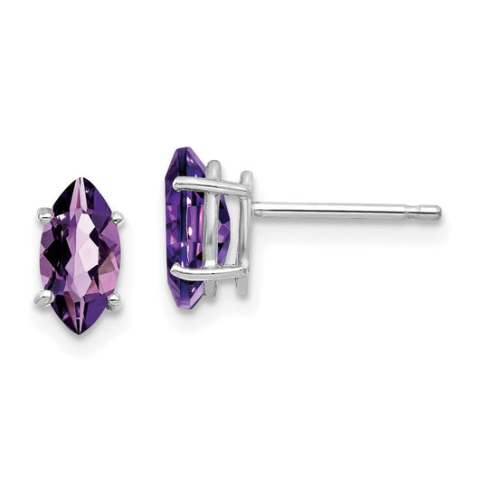 Shop Designer 14K White Gold Amethyst Stud Earrings - 8x4mm, Stylish Value
