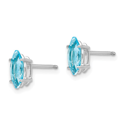 Buy Stylish 14K White Gold Marquise Blue Topaz Earrings - 8x4mm, Luxury Value