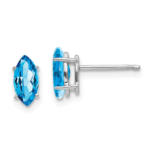 Buy Stylish 14K White Gold Marquise Blue Topaz Earrings - 8x4mm, Luxury Value