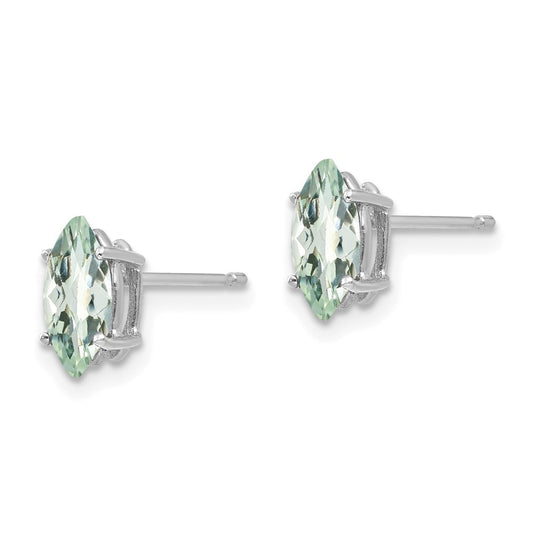Buy Stylish 14K Gold Marquise Checker-Cut Green Quartz Earrings, 8x4mm