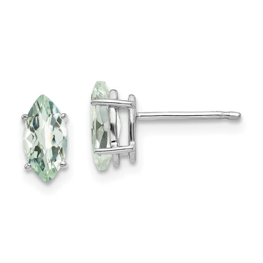 Buy Stylish 14K Gold Marquise Checker-Cut Green Quartz Earrings, 8x4mm