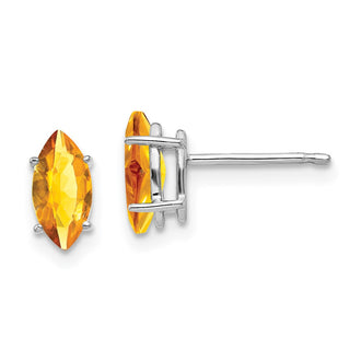 Buy Stylish 14K White Gold Marquise Citrine Stud Earrings - 8x4mm Value!