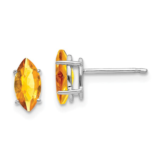 Buy Stylish 14K White Gold Marquise Citrine Stud Earrings - 8x4mm Value!