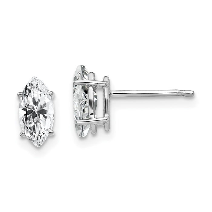High-Quality 14K White Gold Marquise Earrings - 8x4mm, Stylish Value!-1