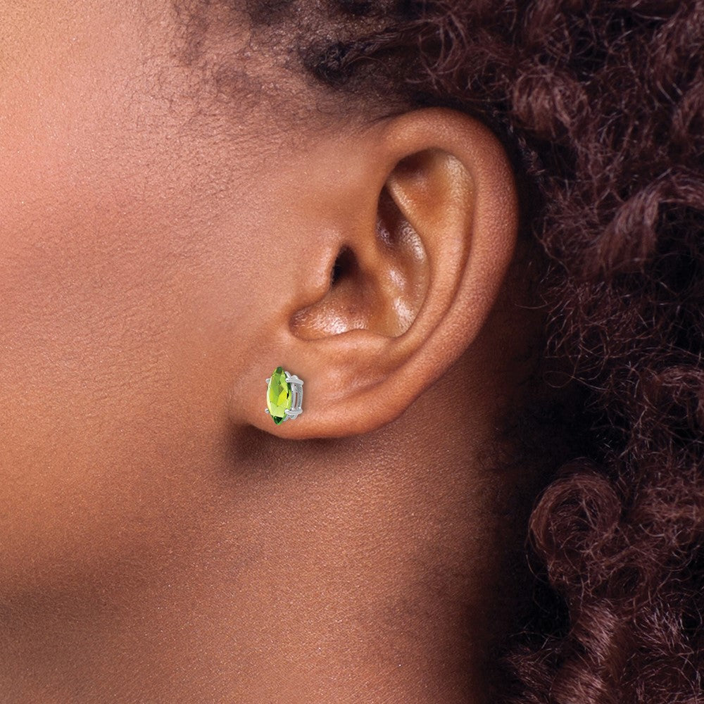 Shop Exclusive 14K White Gold Marquise Peridot Stud Earrings - Stylish 8x4mm