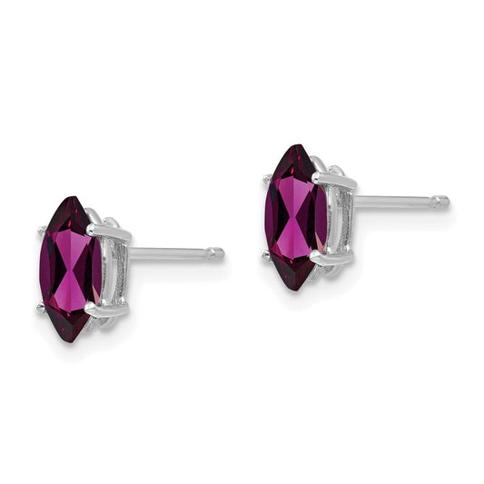 Buy Exclusive 14K White Gold Marquise Stud Earrings with 8x4mm Garnet - Stylish Value!