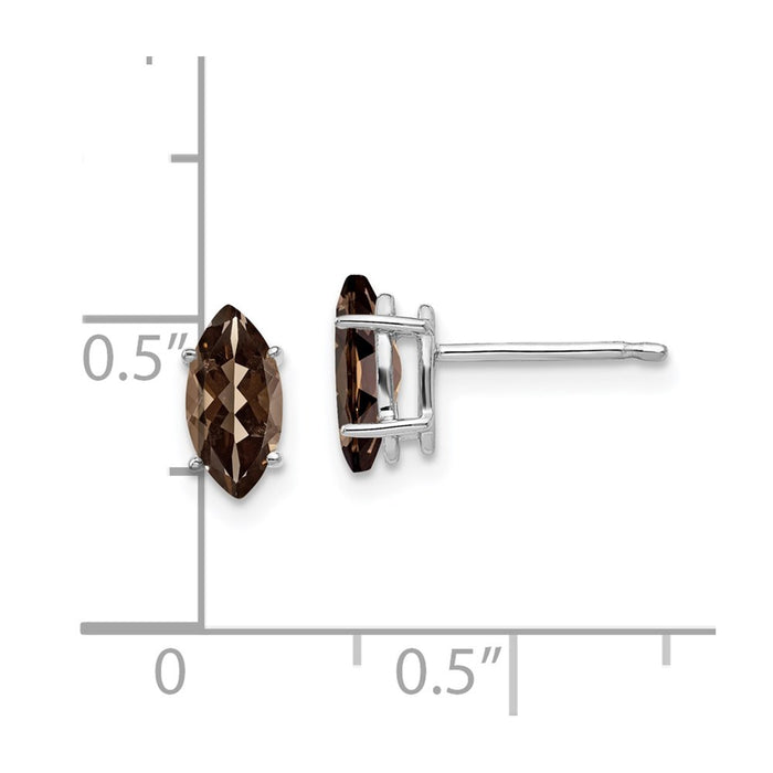 Shop Stylish 14K Gold 8x4mm Marquise Smoky Quartz Earrings - Luxury Value!-4