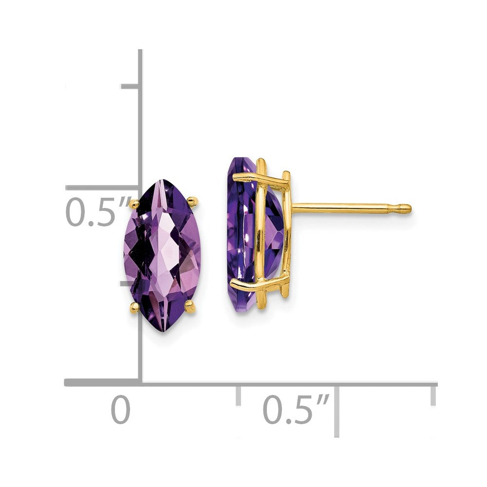 Exclusive 14K Gold Marquise Cut Amethyst Earrings - 10x5mm, Stylish Value!