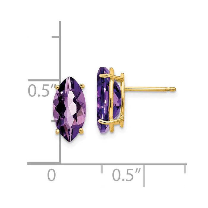Exclusive 14K Gold Marquise Cut Amethyst Earrings - 10x5mm, Stylish Value!-4