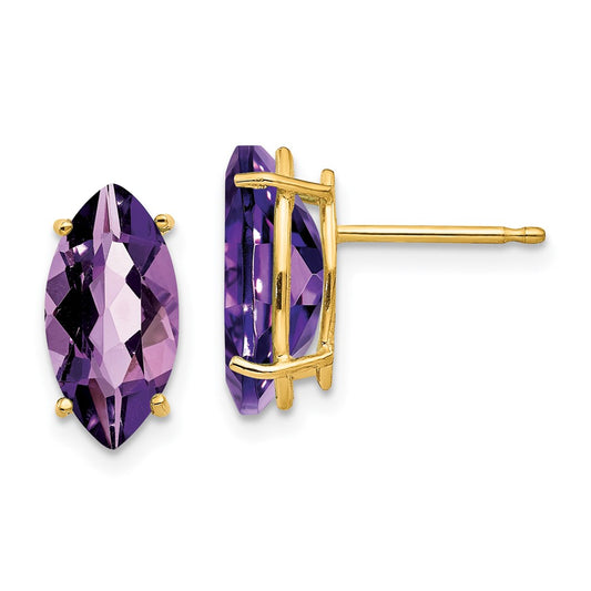 Exclusive 14K Gold Marquise Cut Amethyst Earrings - 10x5mm, Stylish Value!