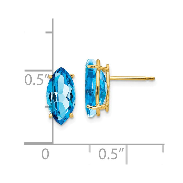 Buy 14K Gold Blue Topaz Marquis Stud Earrings - Stylish Luxury at 0.85mm-4