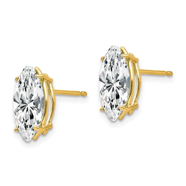 14K Gold Marquise Earrings - 10x5mm Cubic Zirconia