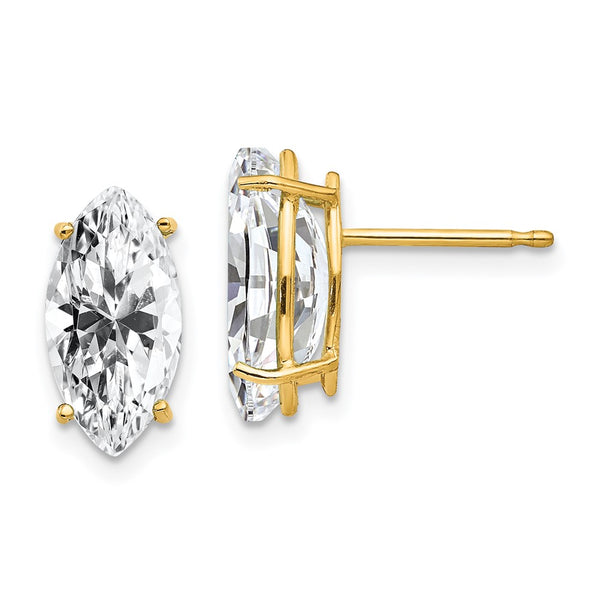 14K Gold Marquise Earrings - 10x5mm Cubic Zirconia