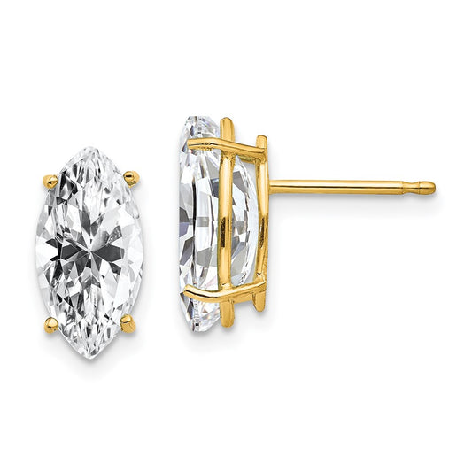 Designer 14K Gold Marquise Earrings - 10x5mm Cubic Zirconia | Stylish Value!