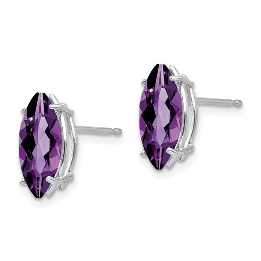 Shop Exclusive 14K White Gold Marquise Stud Earrings with 10x5mm Amethyst