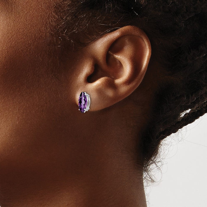 Shop Exclusive 14K White Gold Marquise Stud Earrings with 10x5mm Amethyst-3