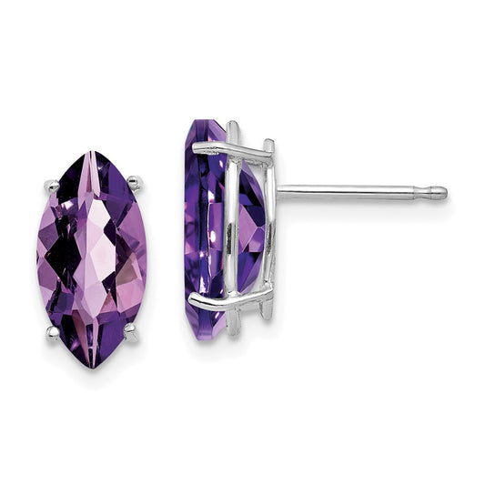 Shop Exclusive 14K White Gold Marquise Stud Earrings with 10x5mm Amethyst