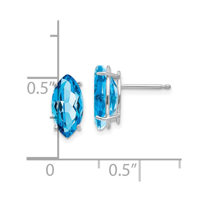 Shop 14K White Gold Marquise Blue Topaz Stud Earrings - Stylish 10x5mm Design-4