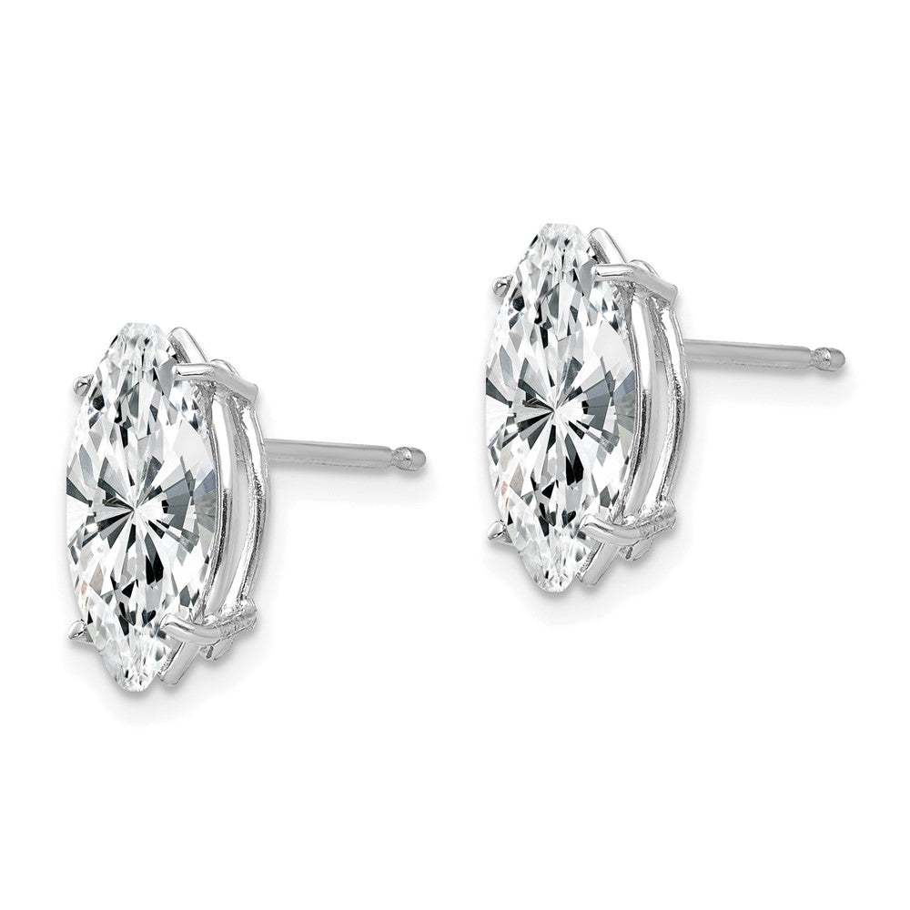 Exclusive 14K White Gold Marquise Stud Earrings - 10x5mm CZ, Stylish Value