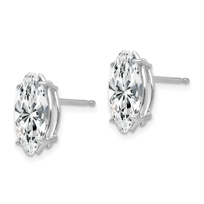 Exclusive 14K White Gold Marquise Stud Earrings - 10x5mm CZ, Stylish Value-2