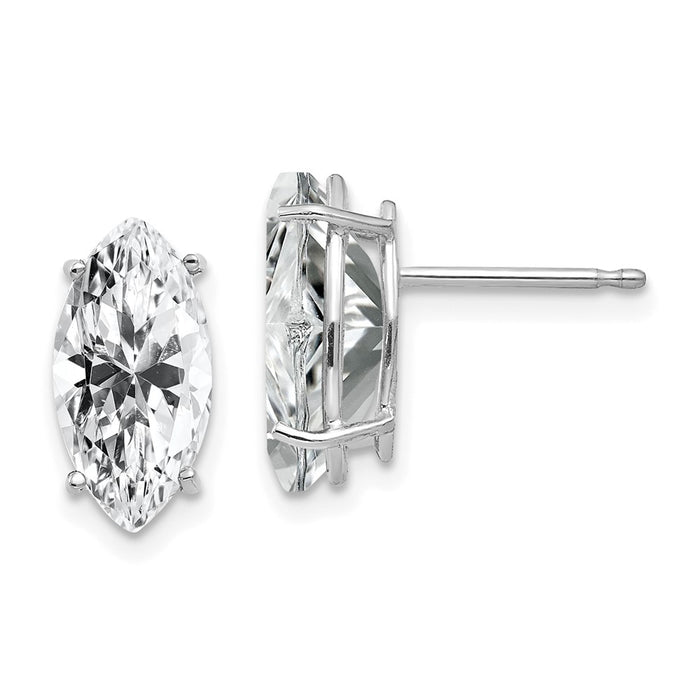 Exclusive 14K White Gold Marquise Stud Earrings - 10x5mm CZ, Stylish Value-1