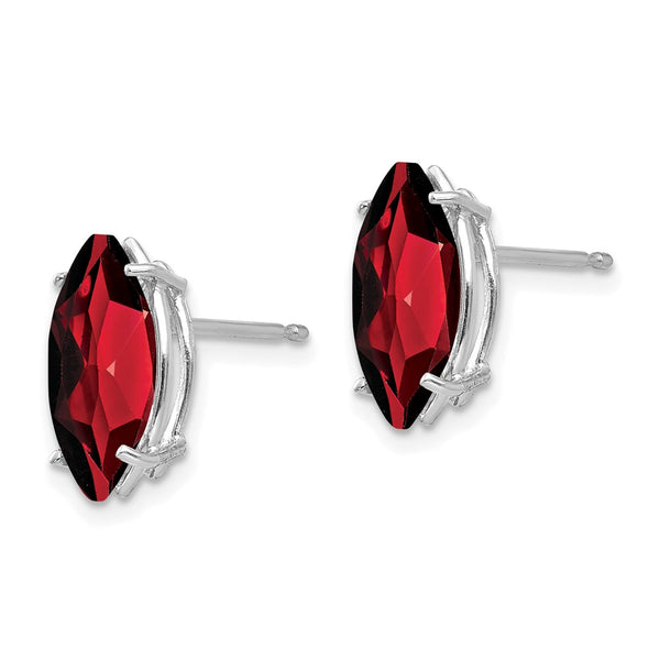 14K White Gold Marquise Garnet Earrings - 10x5mm