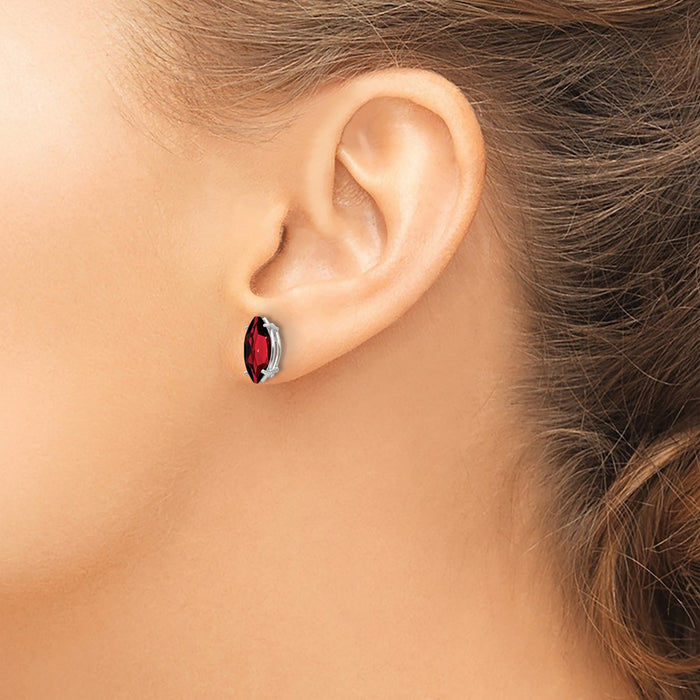 High-Quality 14K White Gold Marquise Garnet Earrings - 10x5mm, Stylish Value-3