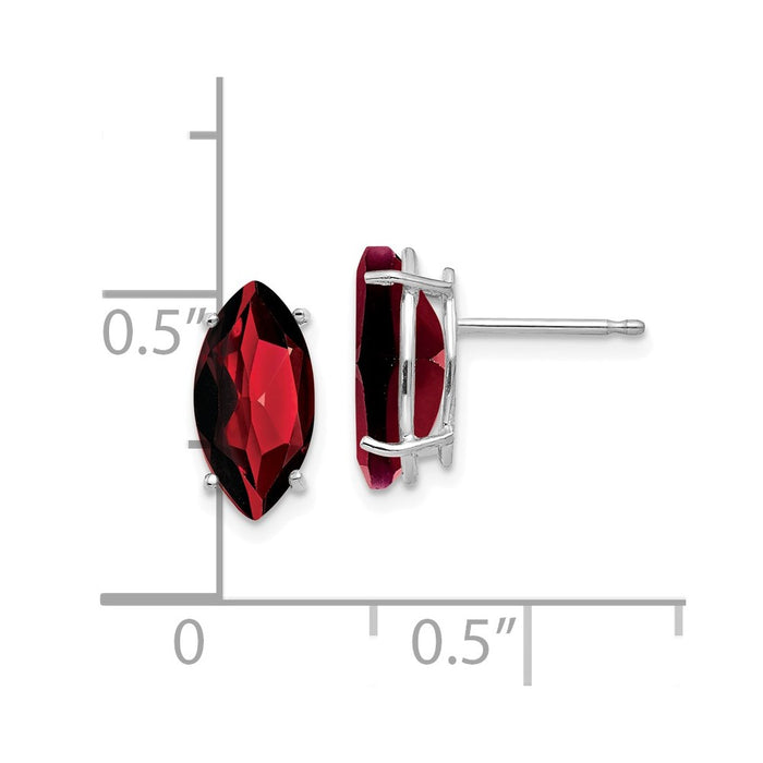 High-Quality 14K White Gold Marquise Garnet Earrings - 10x5mm, Stylish Value-4