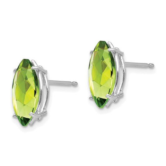 Buy Exclusive 14K White Gold Marquise Peridot Stud Earrings - 10x5mm, Stylish Value!