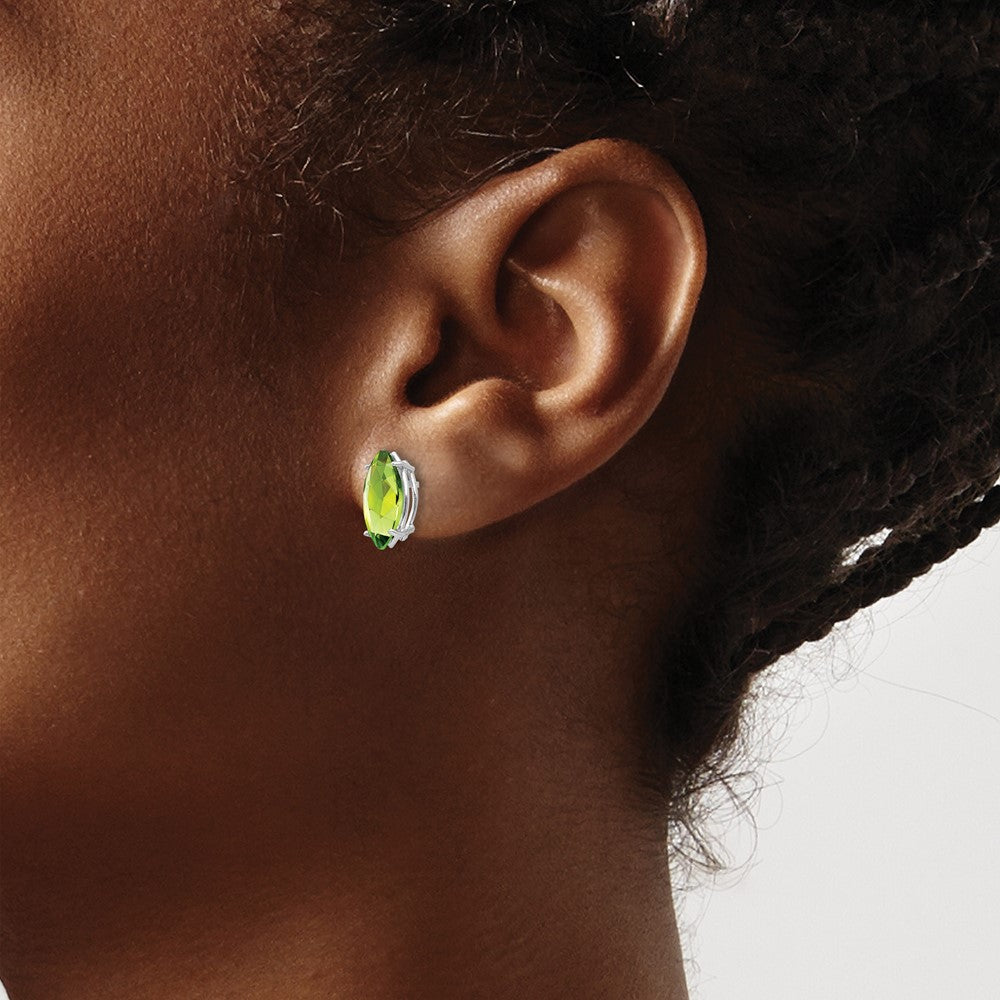 Buy Exclusive 14K White Gold Marquise Peridot Stud Earrings - 10x5mm, Stylish Value!