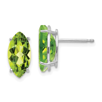 Buy Exclusive 14K White Gold Marquise Peridot Stud Earrings - 10x5mm, Stylish Value!