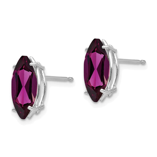 Shop Exclusive 14K White Gold Marquise Stud Earrings with 10x5mm Garnet