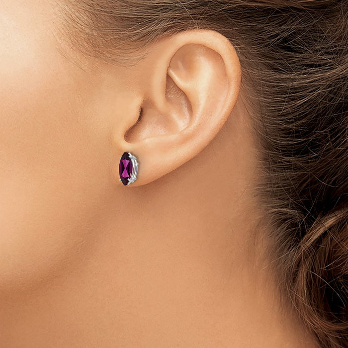 Shop Exclusive 14K White Gold Marquise Stud Earrings with 10x5mm Garnet-3