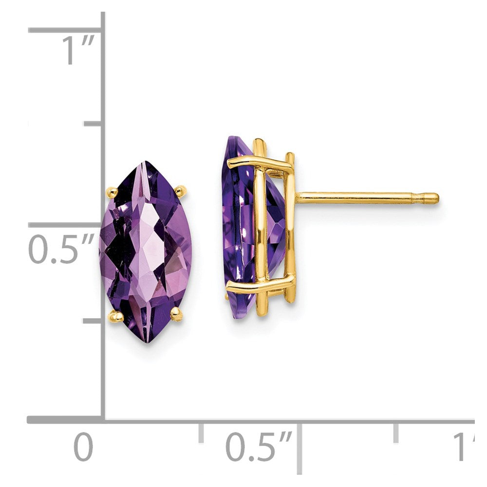 Shop Exclusive 14K Gold Amethyst Earrings | 12x6mm, Stylish & Affordable