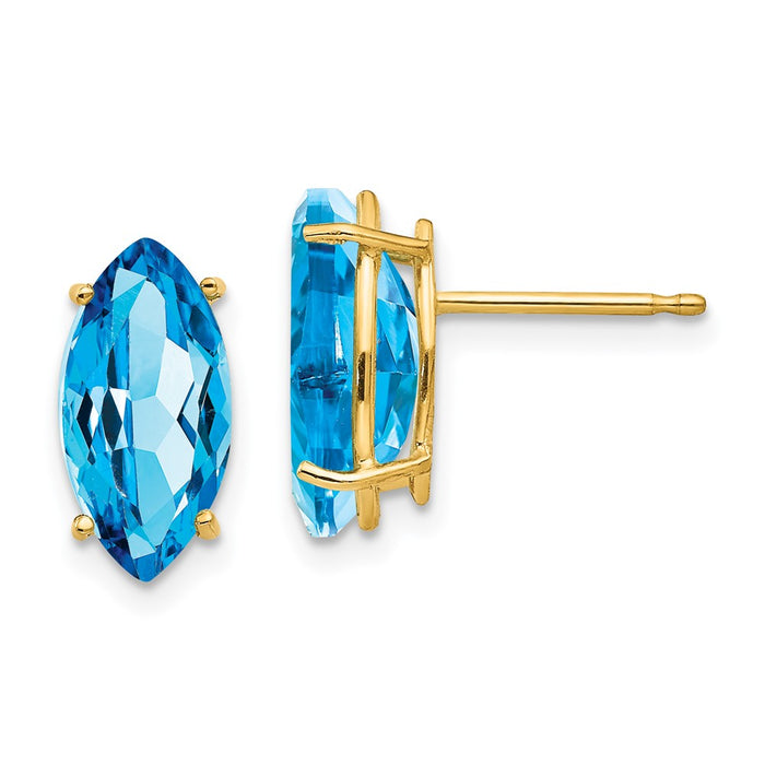 Shop Exclusive 14K Gold Marquise Blue Topaz Earrings | Stylish 12x6mm Design-1